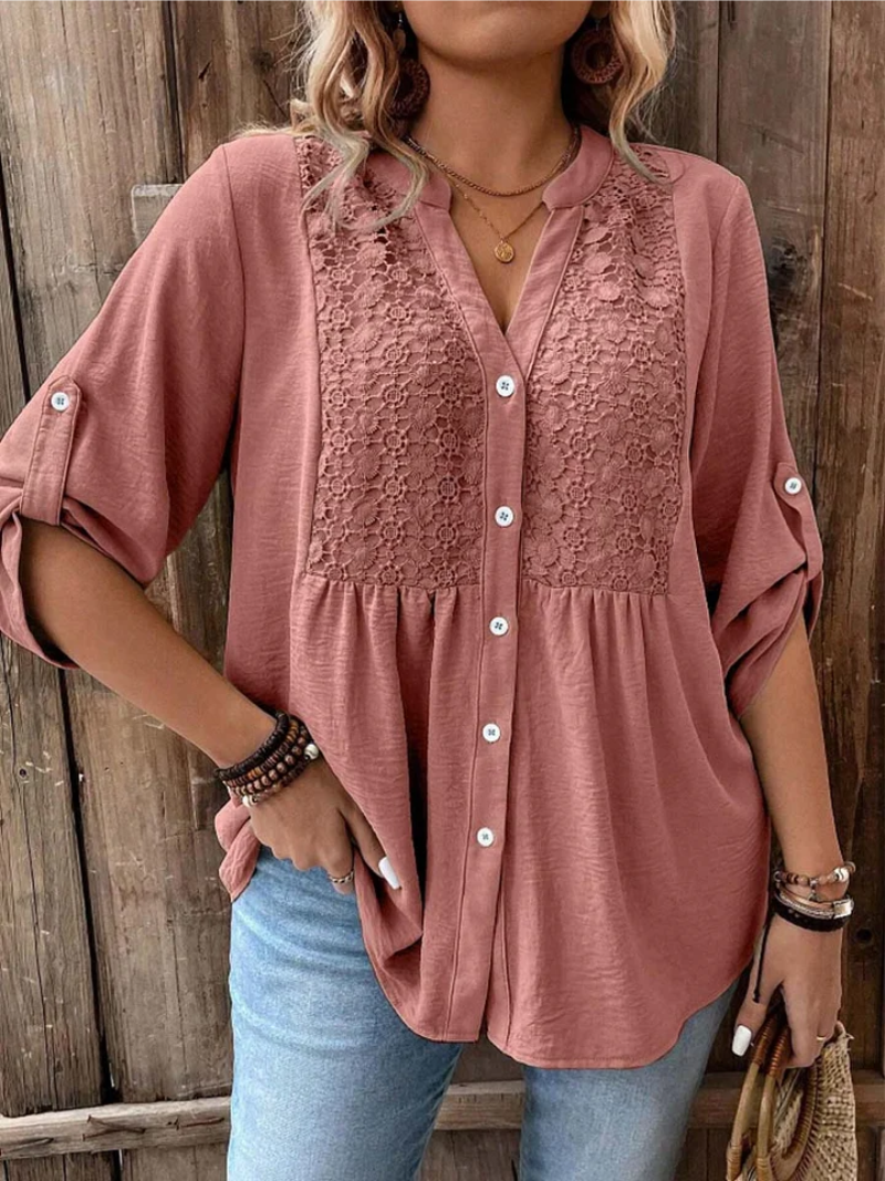 Noor™ | Blusa con scollo a V e bottoni frontali