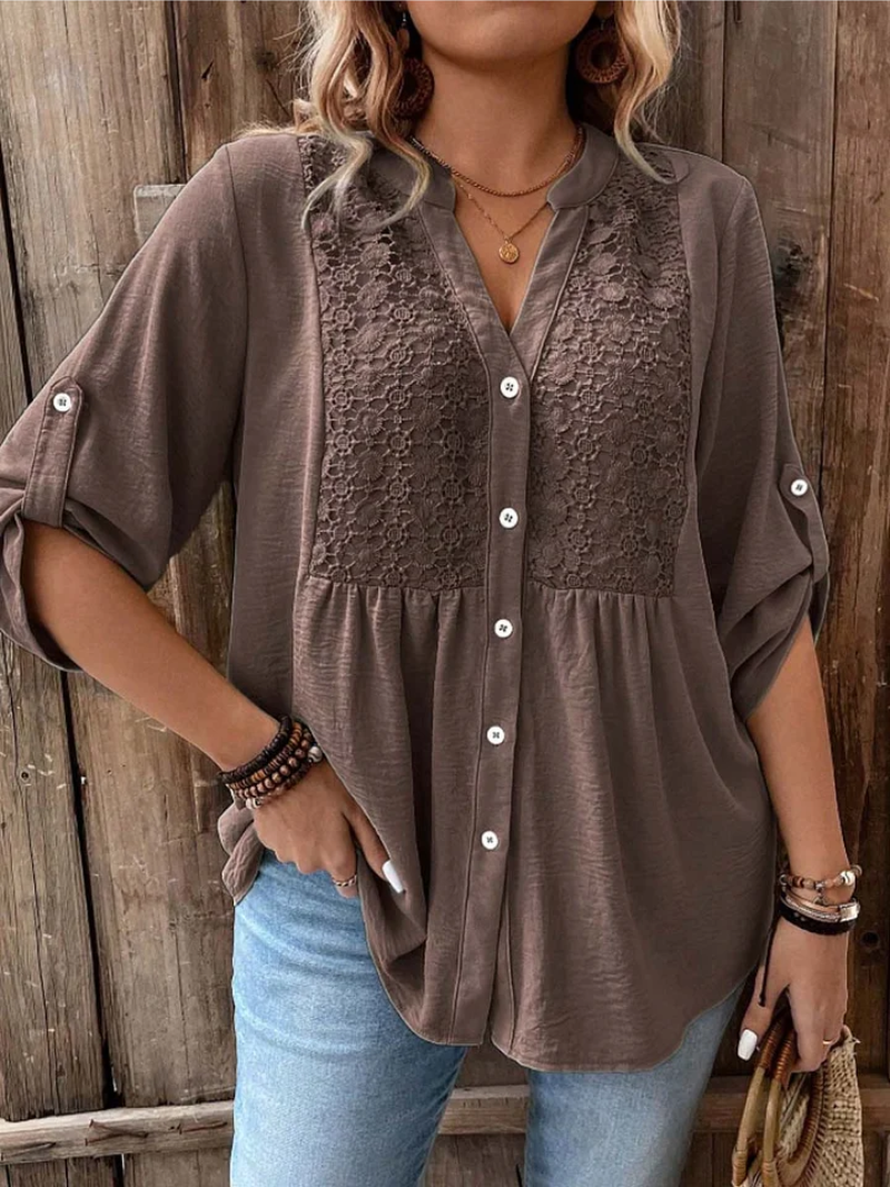 Noor™ | Blusa con scollo a V e bottoni frontali