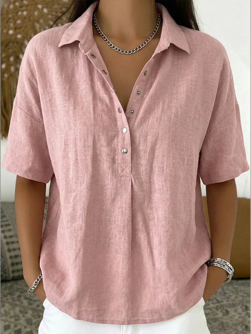 Chiara™ | Blusa con Colletto e Dettagli Bottoni