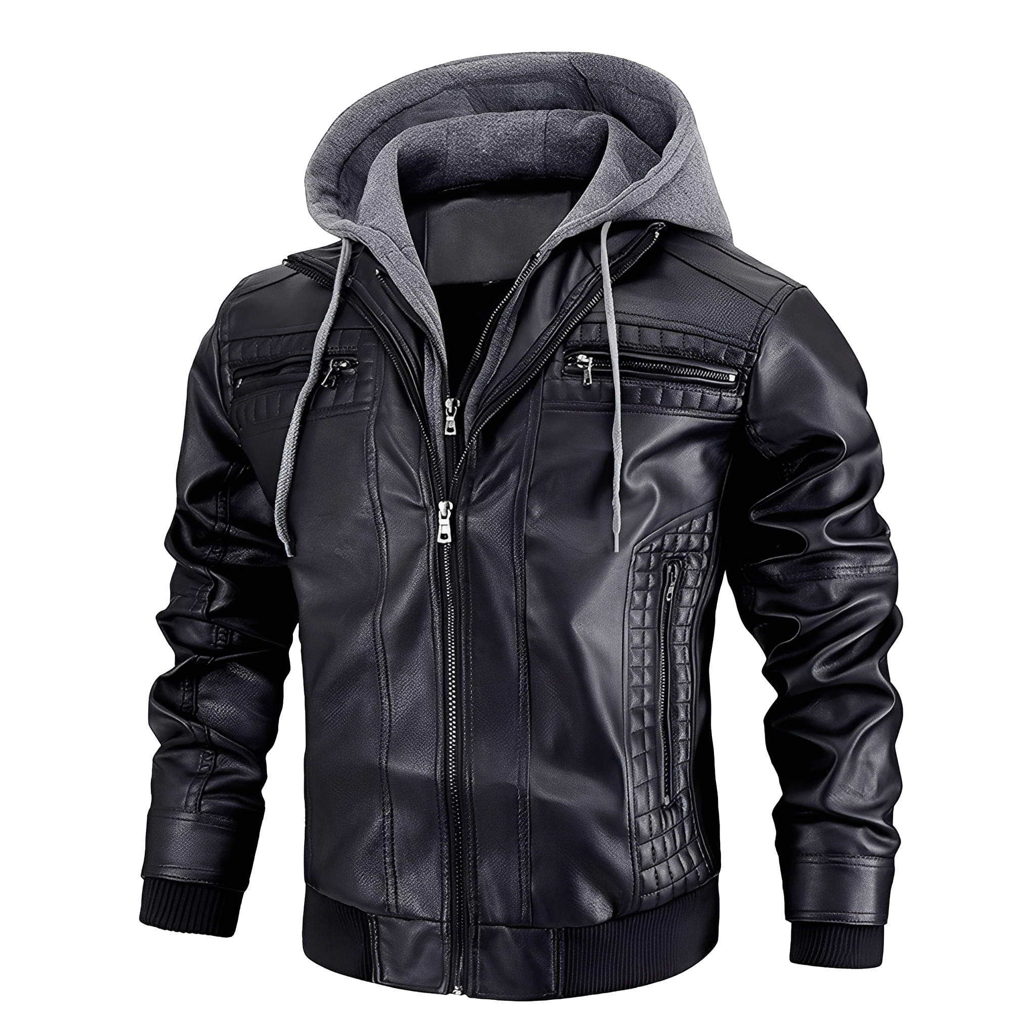 Everard - Giacca moto classica con cappuccio per uomo