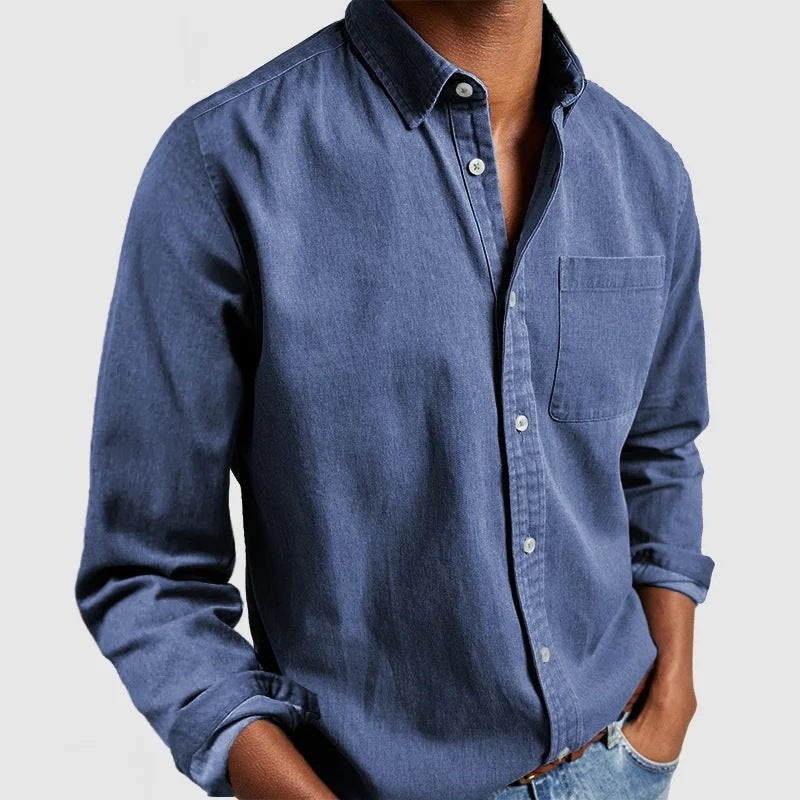 Maxime - Camicia di Jeans Casual Miscela Morbida