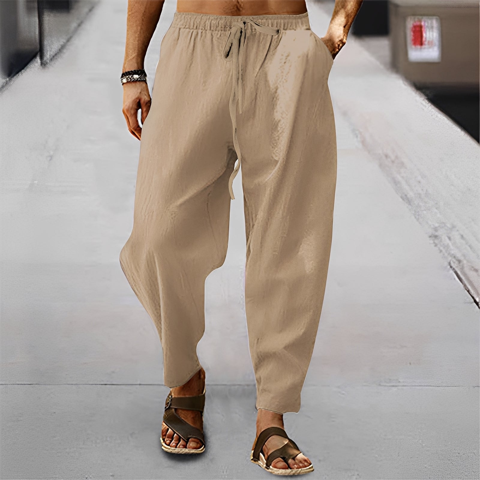 Jaxson - Leggeri Pantaloncini da Spiaggia in Lino per Uomo
