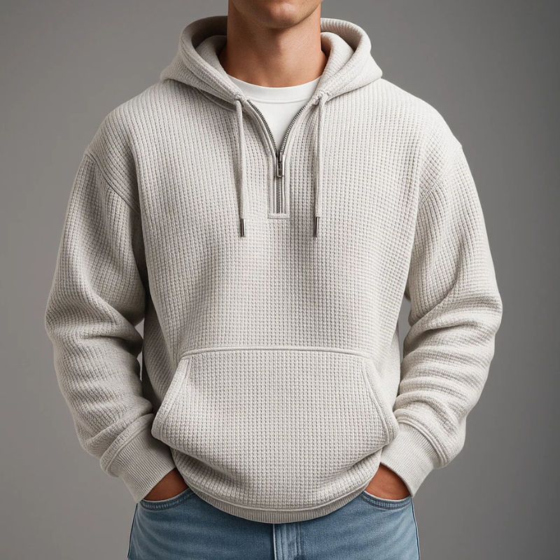 SILVORO | FELPA CON CAPPUCCIO A MAGLIA WAFFLE DA UOMO