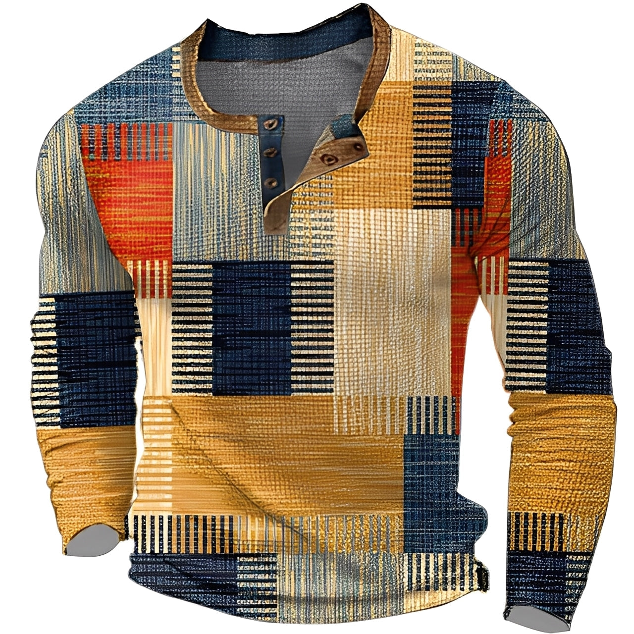 Brennan - Camicia casual stampata a maniche lunghe per uomo
