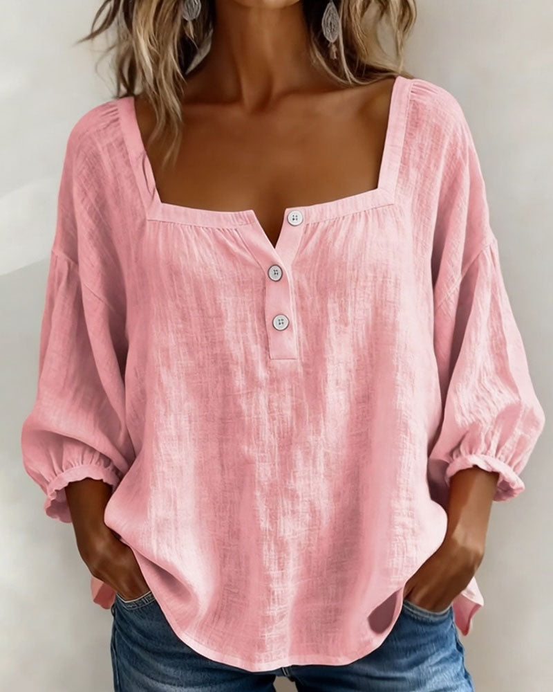 Livia™ | Blusa con scollo quadrato e maniche morbide