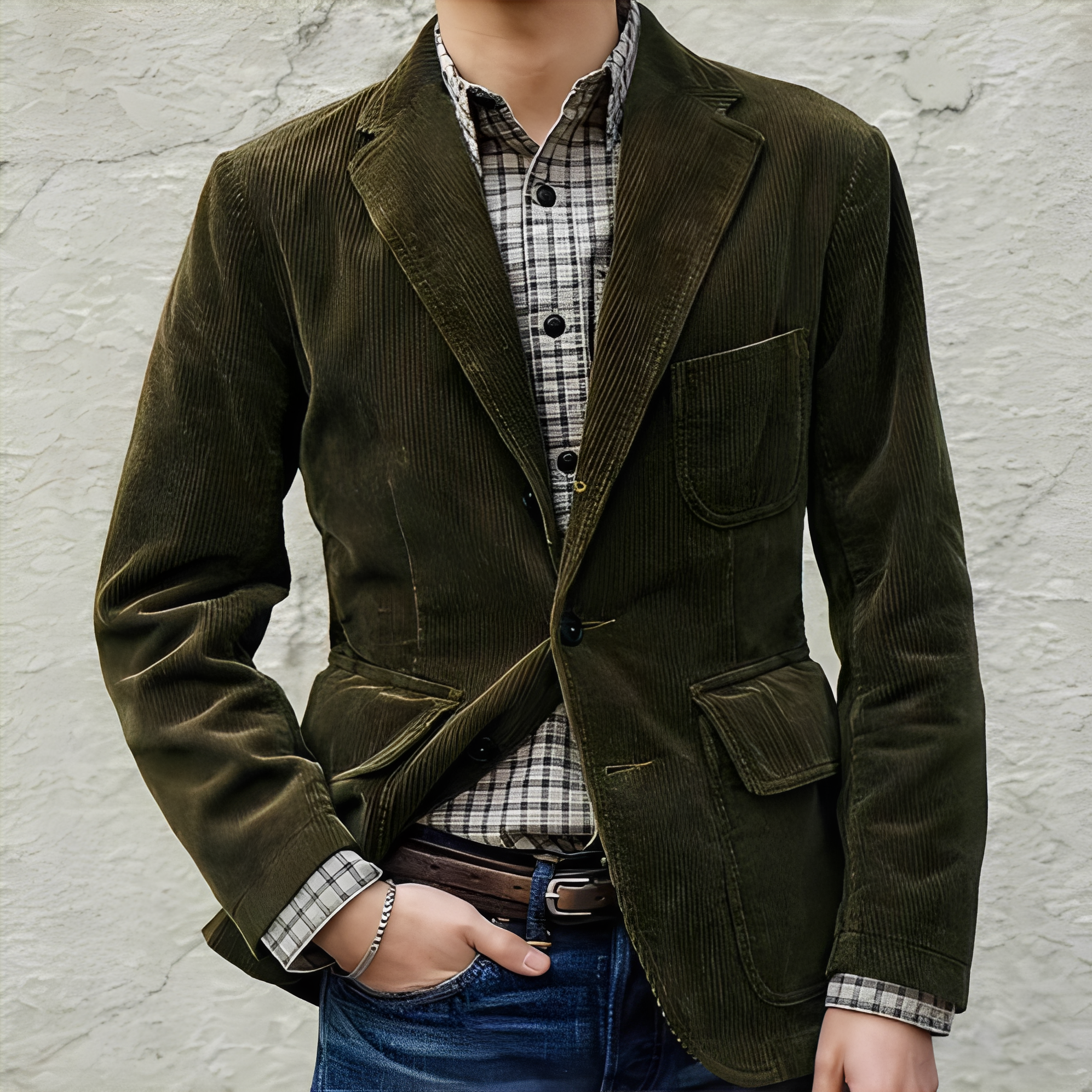Dalton - Giacca di lana casual con tasche per uomini