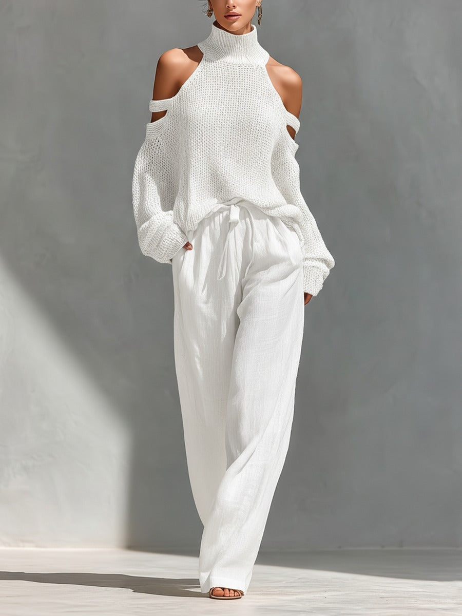 Camilla™ | Completo in Maglia e Lino di Tendenza