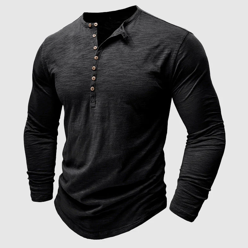Ansel - Camicia casual in cotone con bottoni per uomo