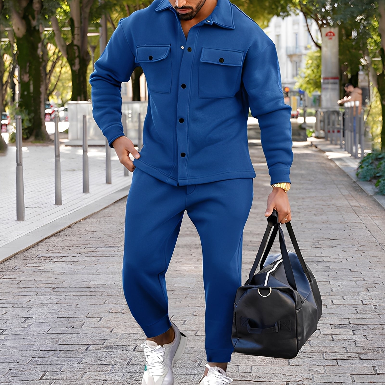 Kent - Set casual slim fit di camicia e pantaloni per uomo