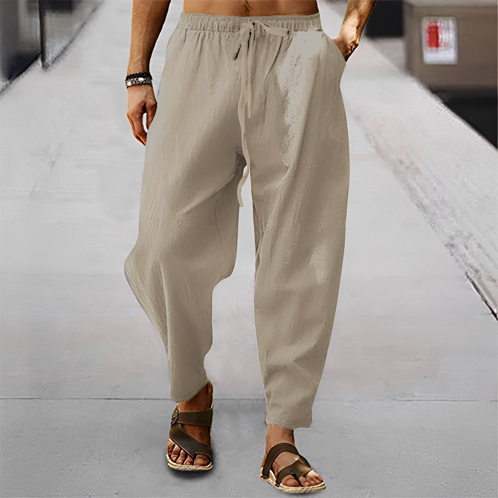 Jaxson - Leggeri Pantaloncini da Spiaggia in Lino per Uomo