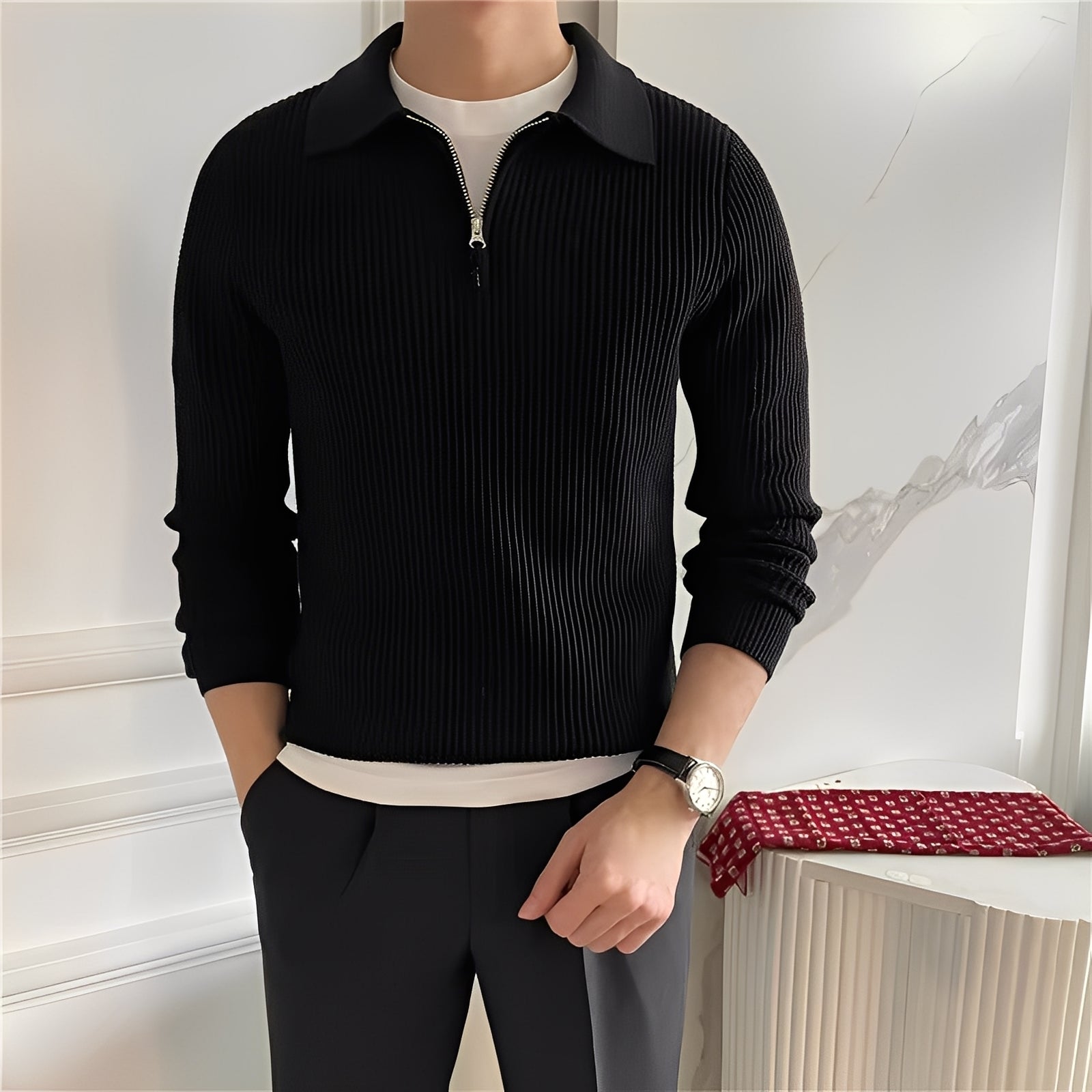 Justin - Elegante maglione con cerniera per uomo