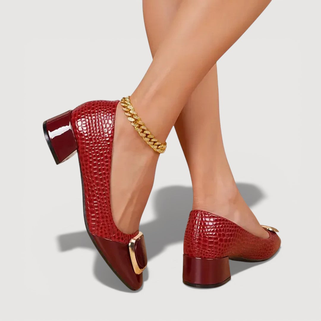 Livana | Scarpe con tacco basso effetto coccodrillo