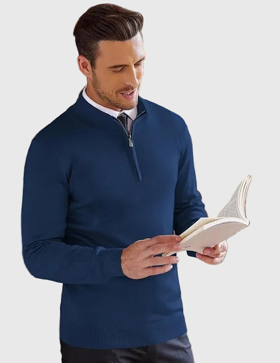 SILVORO | Maglione Elegante con Zip a Quarto