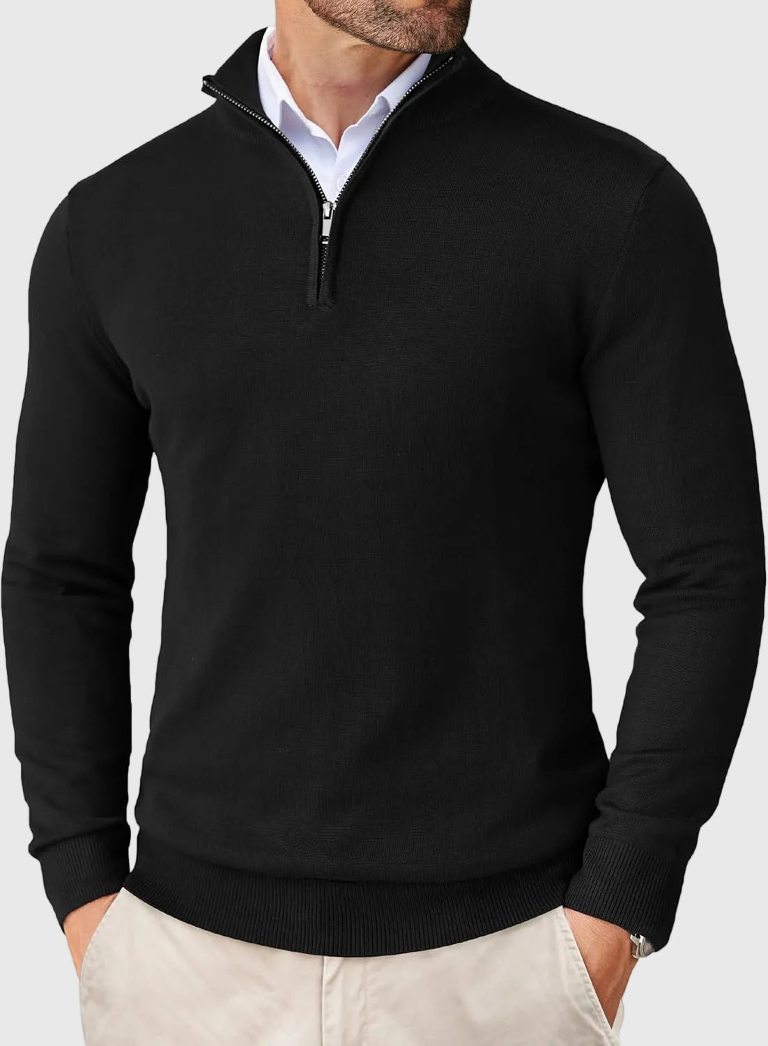 SILVORO | Maglione Elegante con Zip a Quarto