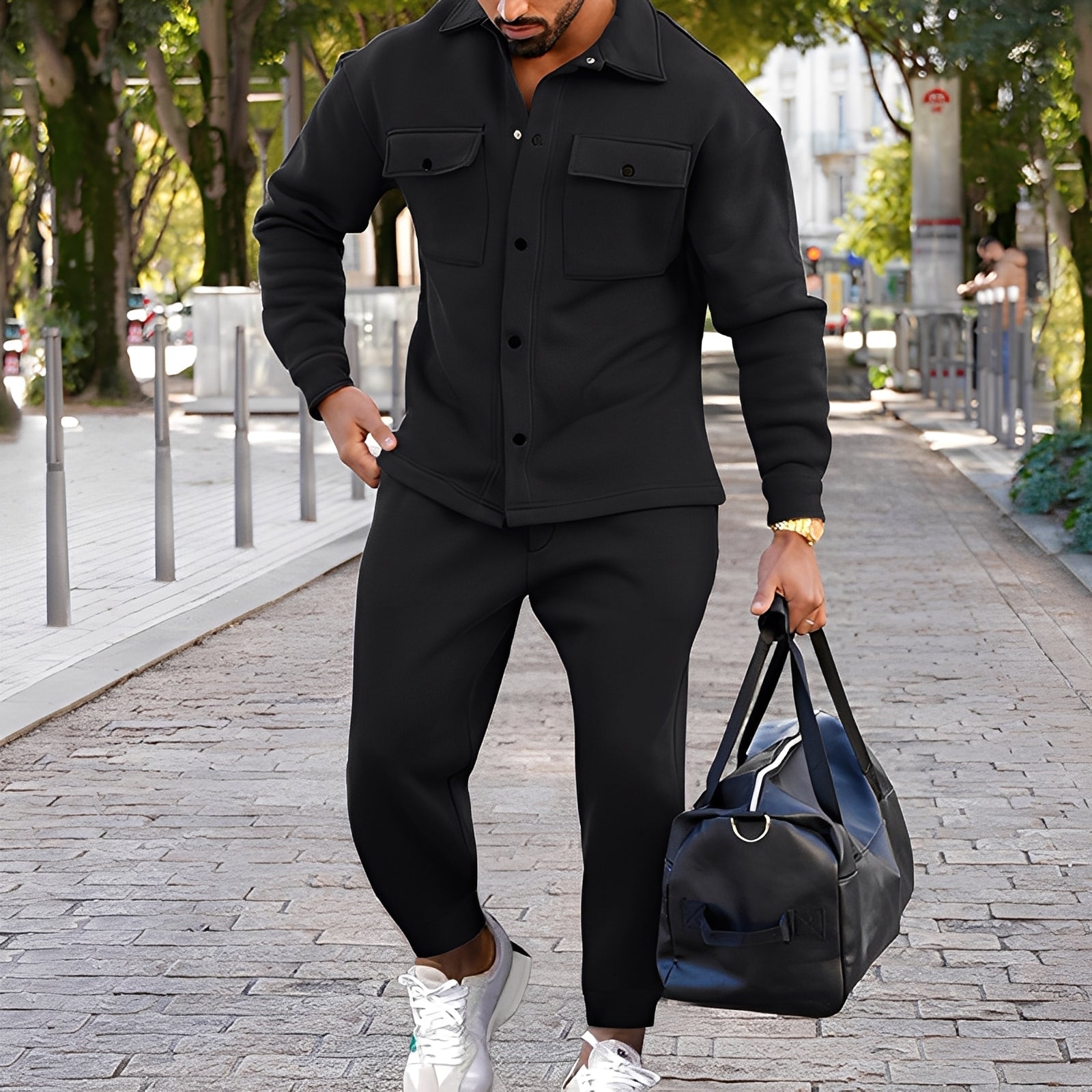 Kent - Set casual slim fit di camicia e pantaloni per uomo