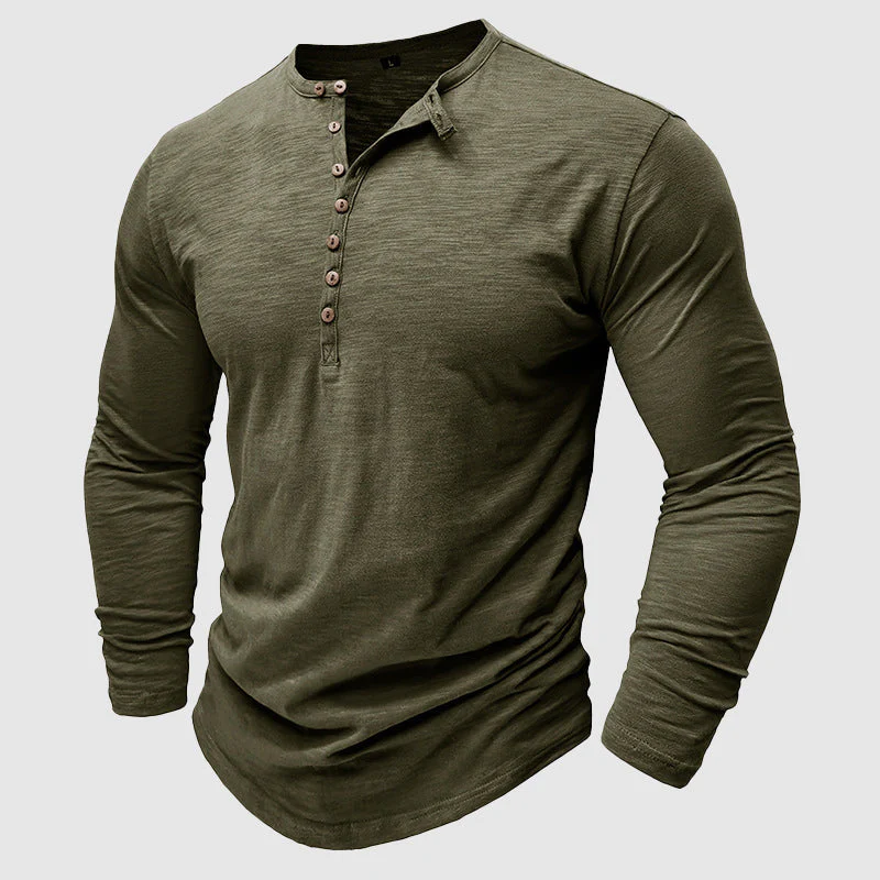 Ansel - Camicia casual in cotone con bottoni per uomo