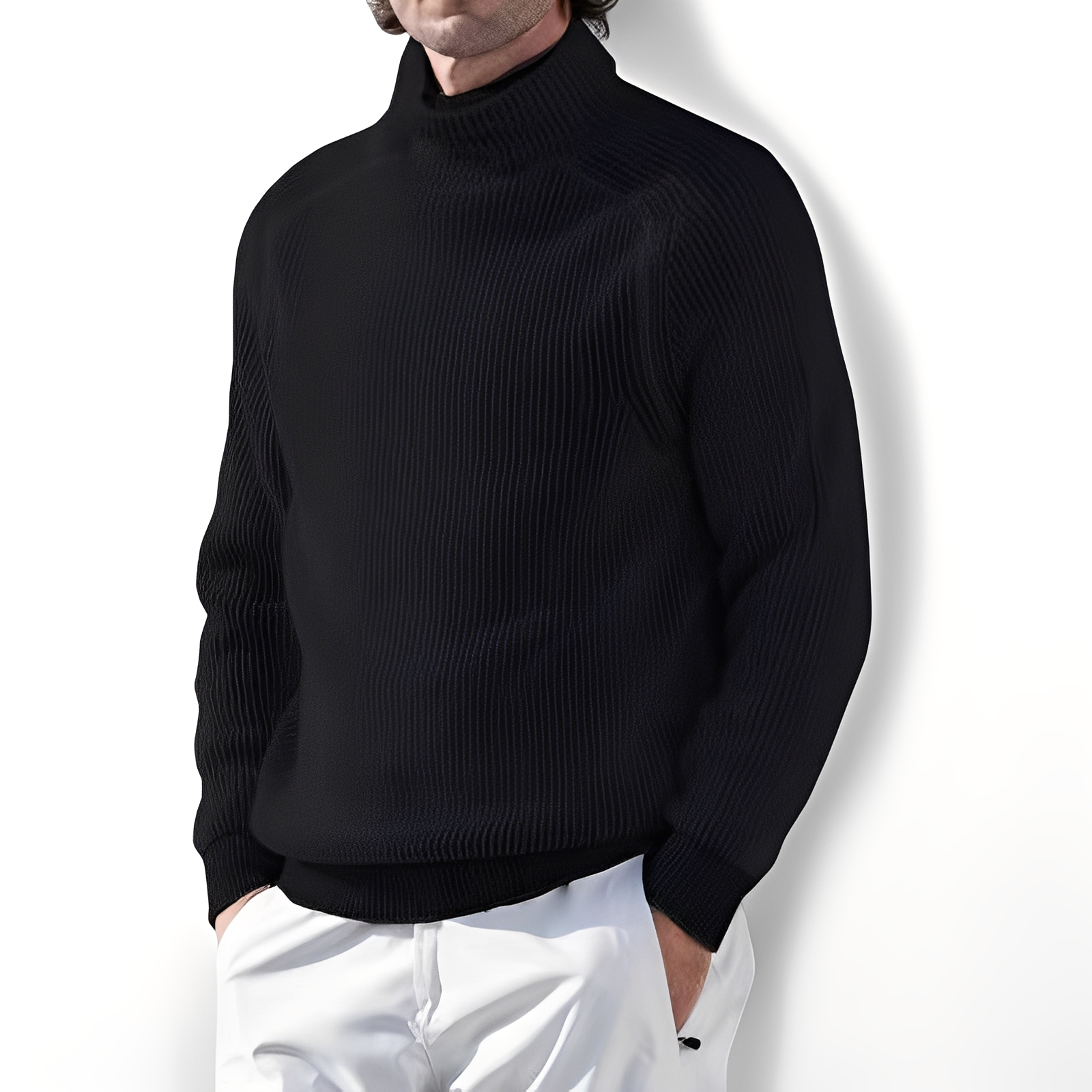 Jarrett - Maglione in cashmere casual con collo alto per uomo