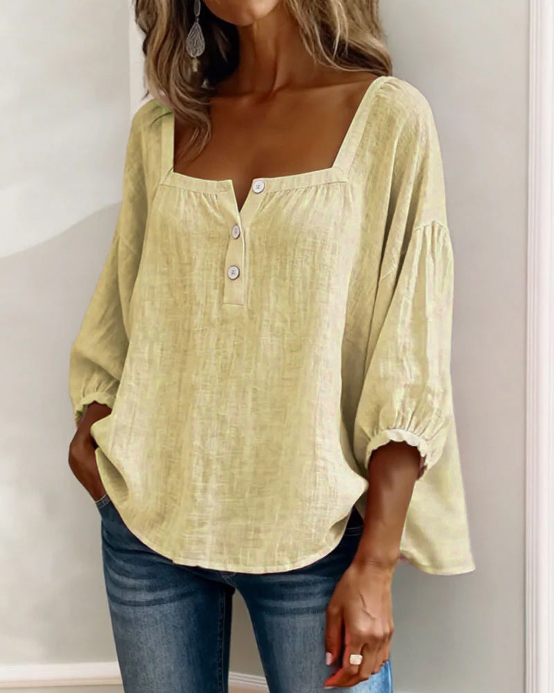 Livia™ | Blusa con scollo quadrato e maniche morbide