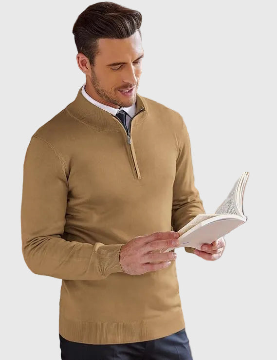 SILVORO | Maglione Elegante con Zip a Quarto