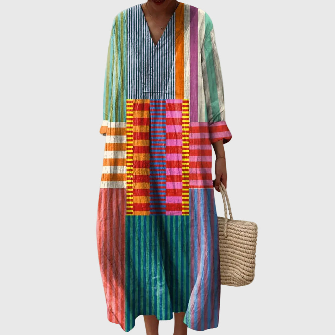 Martina™ | Abito midi geometrico dal design artistico