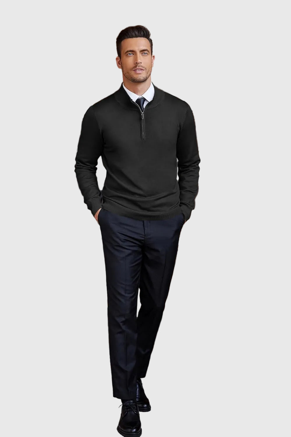 SILVORO | Maglione Elegante con Zip a Quarto