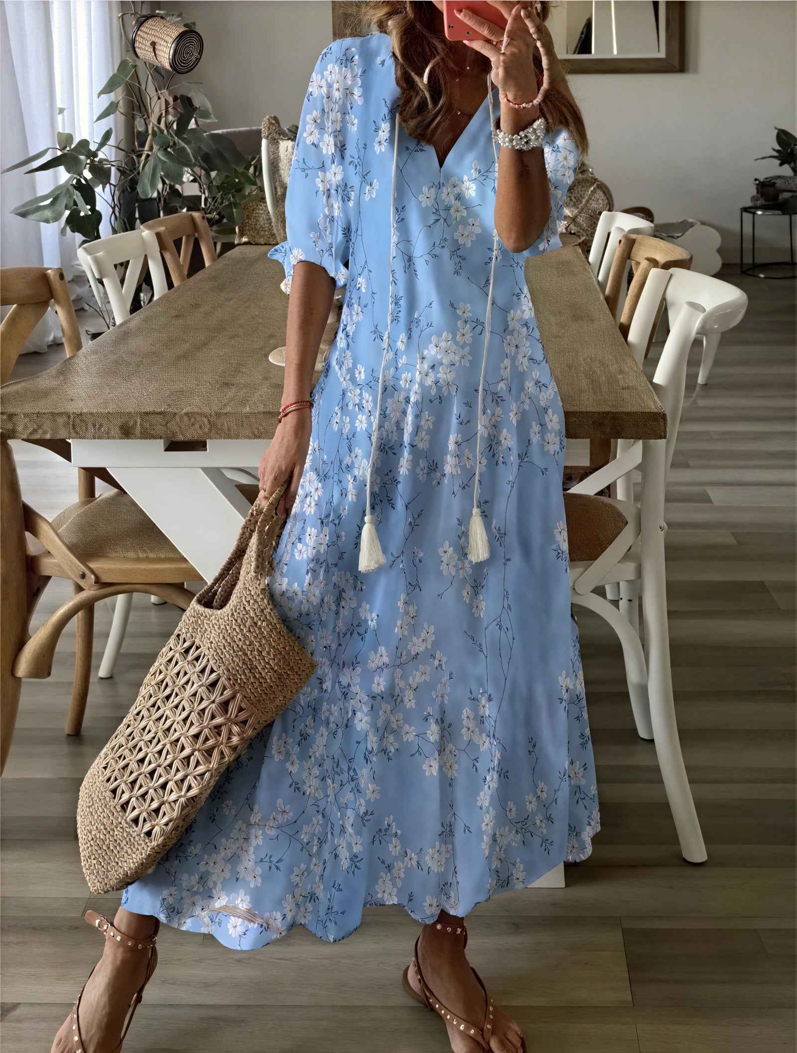 Abito Midi Fantasia: Stile Bohémien Raffinato