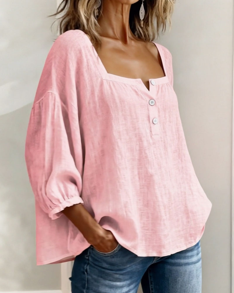 Livia™ | Blusa con scollo quadrato e maniche morbide