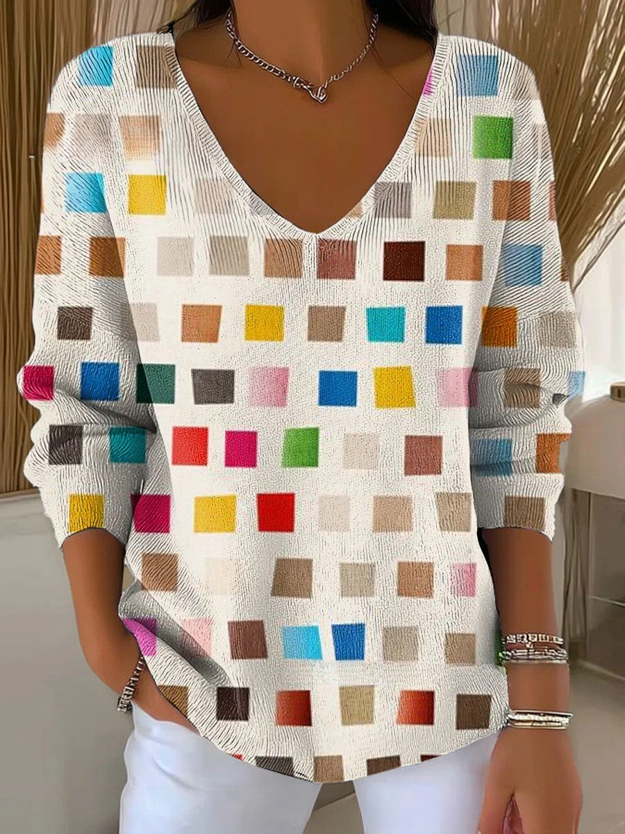 Béatrice – Pull coloré avec col en V