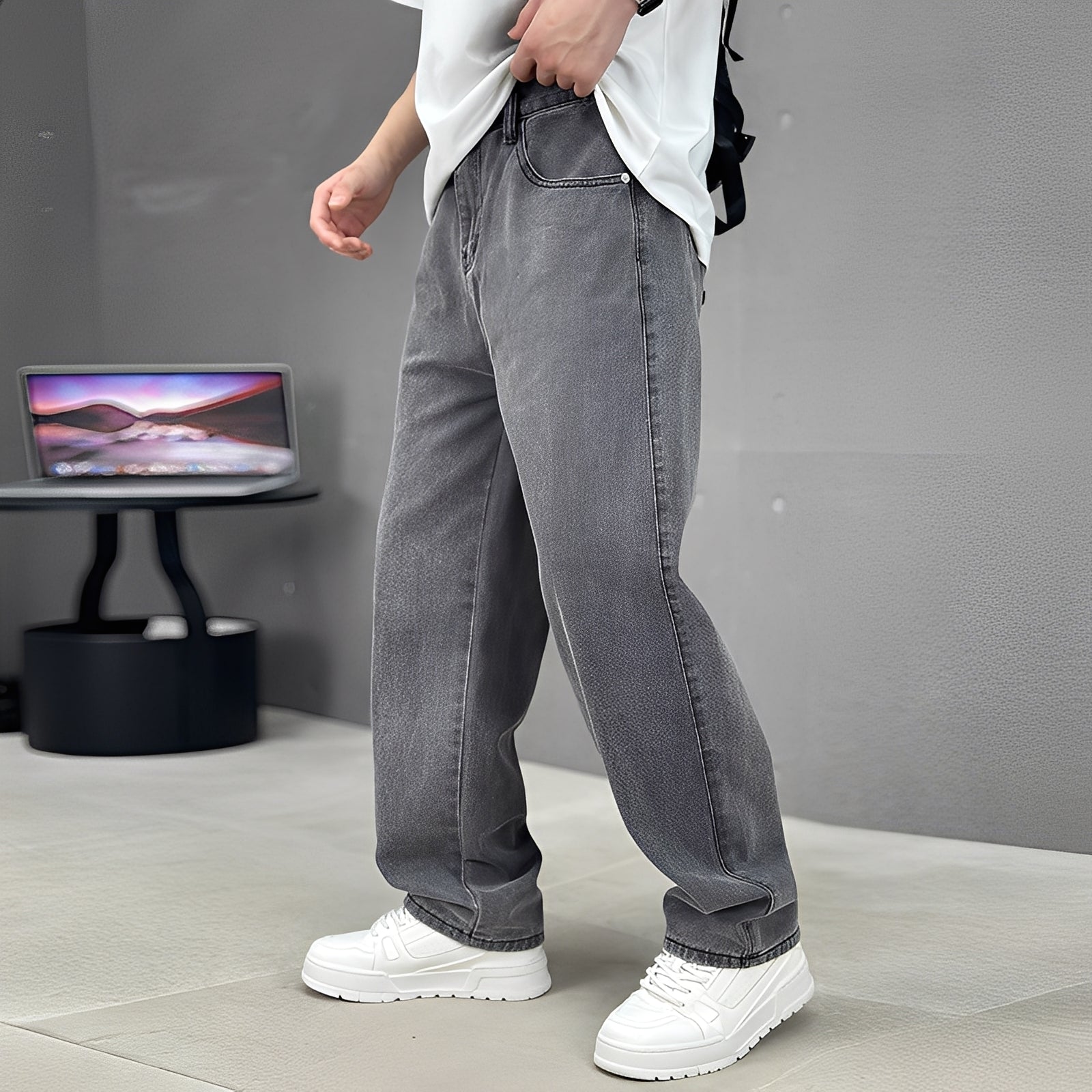 Wendell - Jeans eleganti con gamba larga per uomini