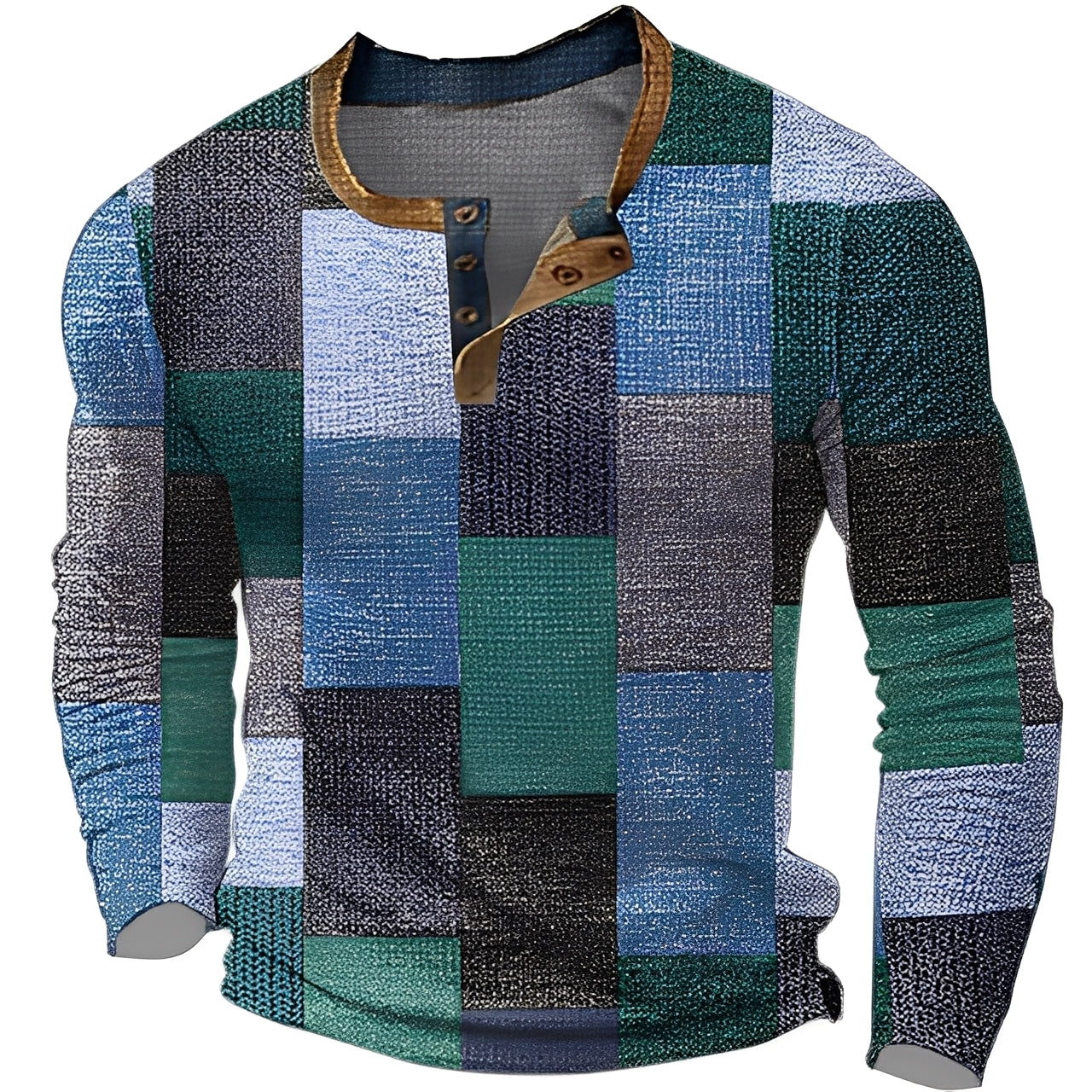 Brennan - Camicia casual stampata a maniche lunghe per uomo