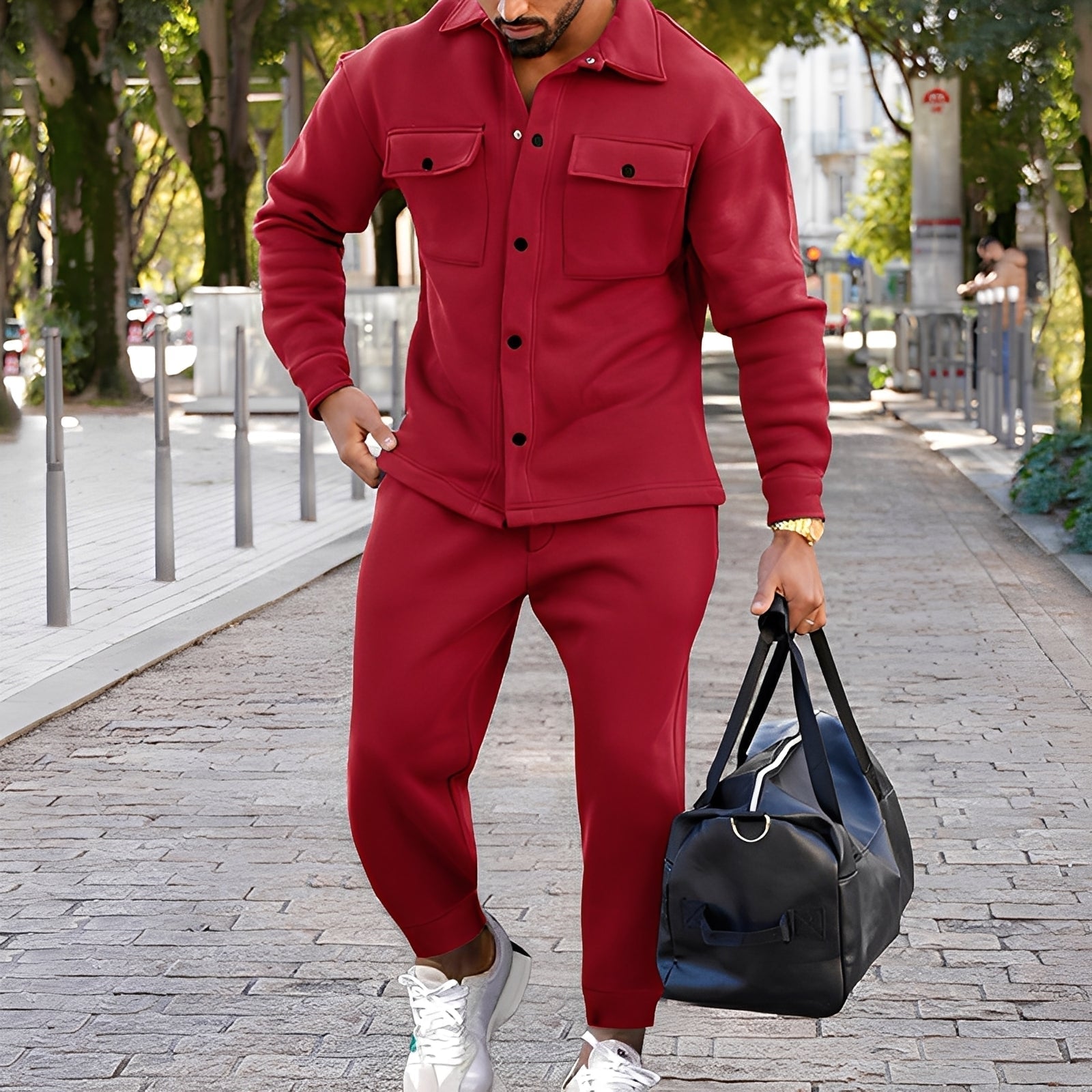 Kent - Set casual slim fit di camicia e pantaloni per uomo