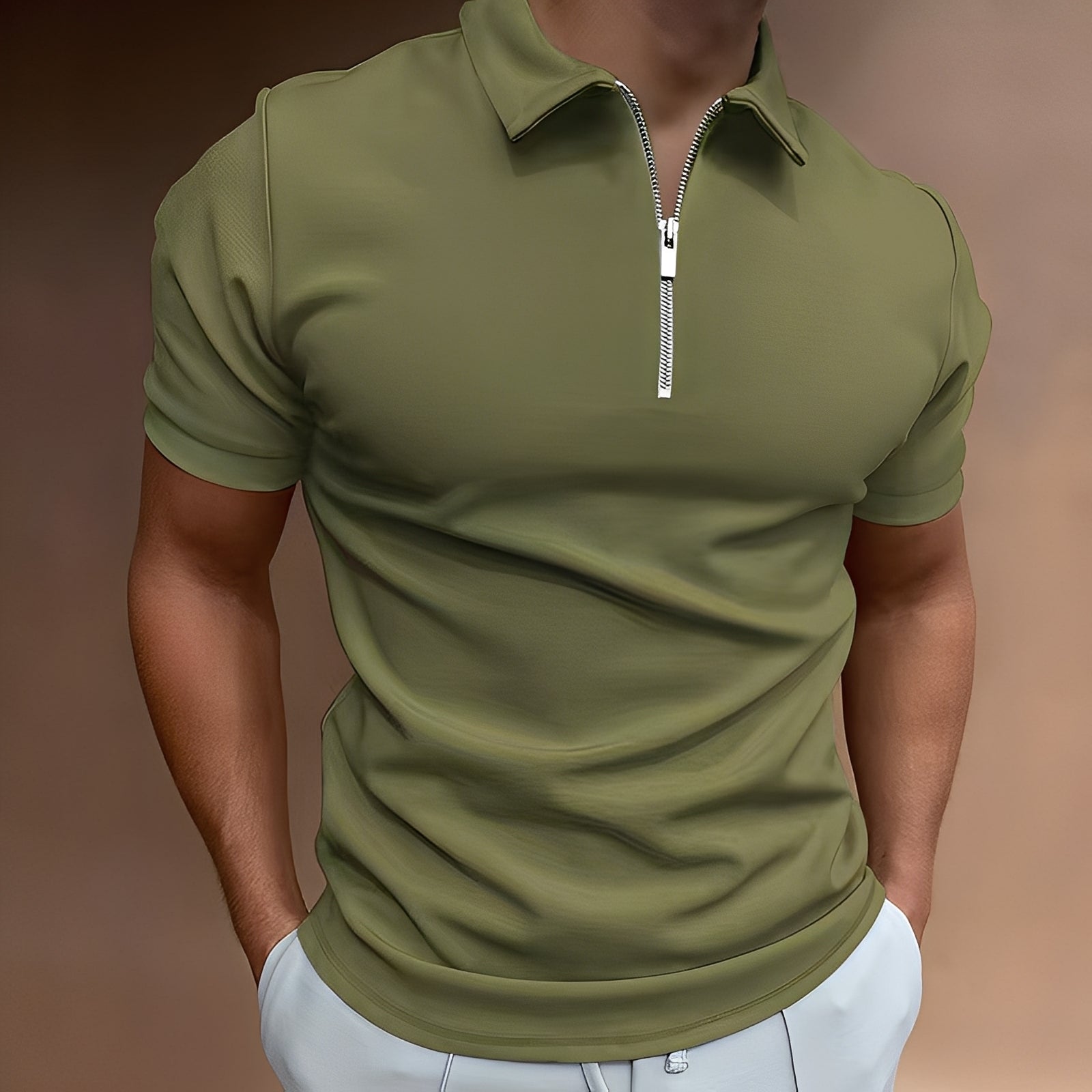 Hubert - Stiloso Polo con Zipper per Uomini