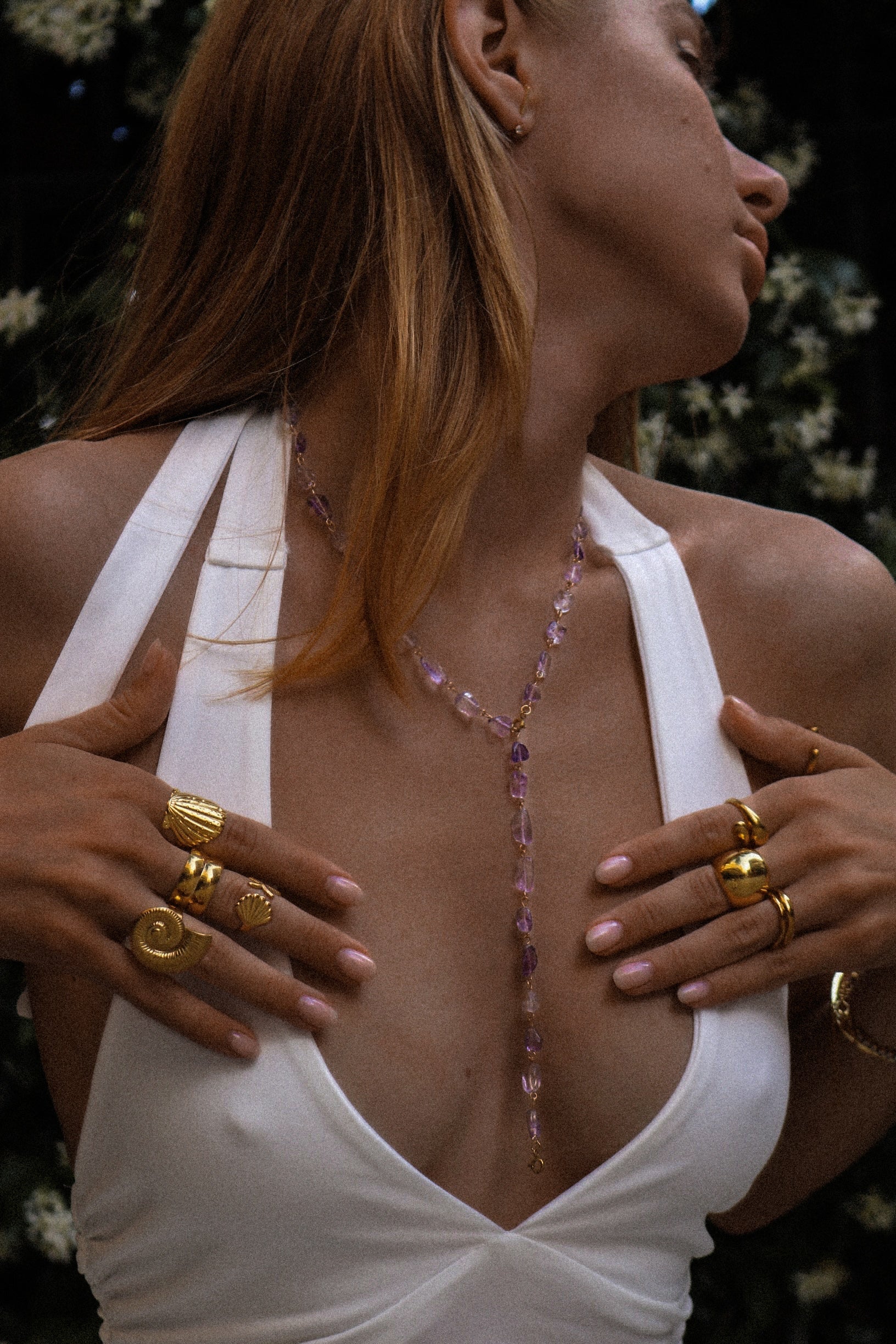 Collana a forma di Y con ametista
