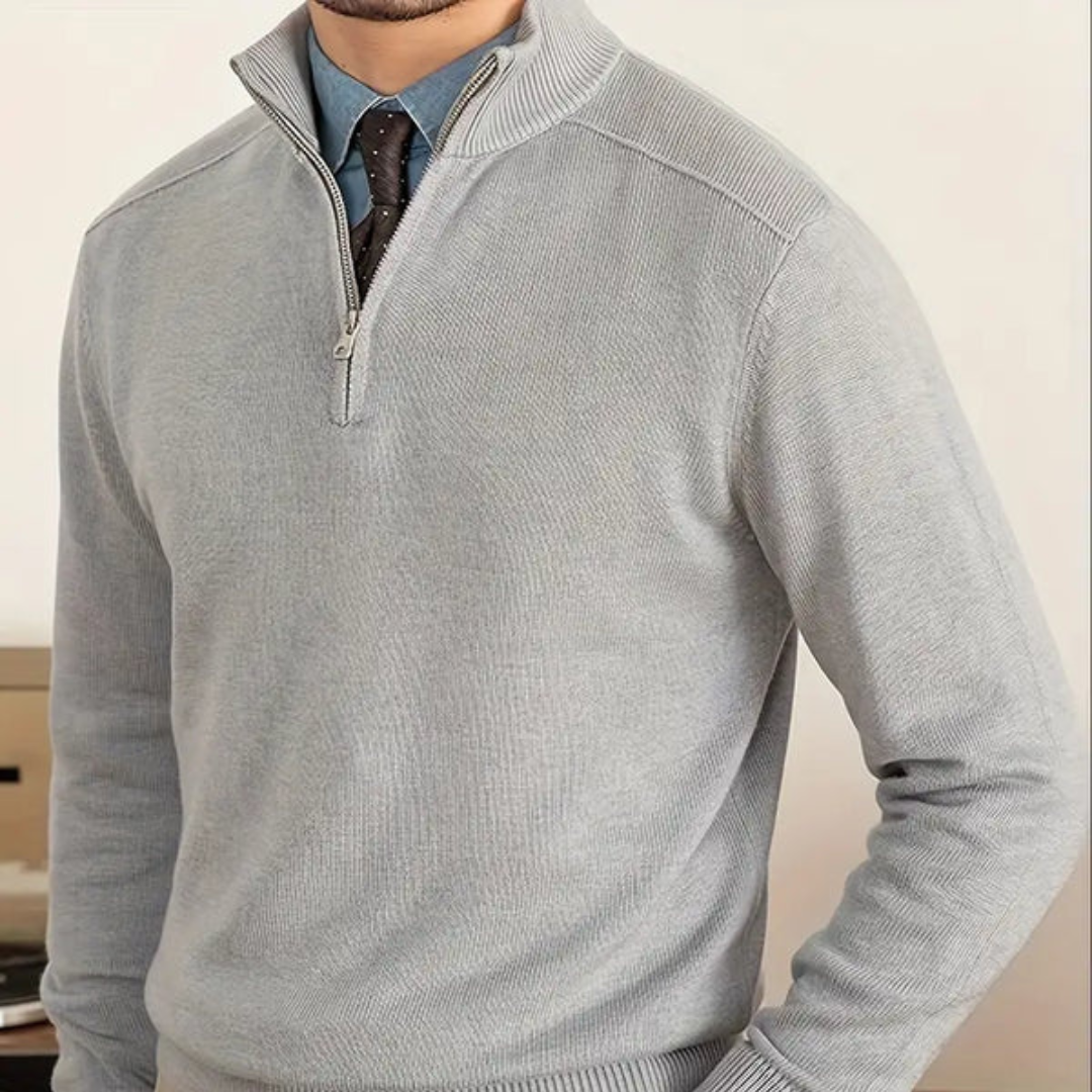 Olivier - Maglione in cotone con mezza zip