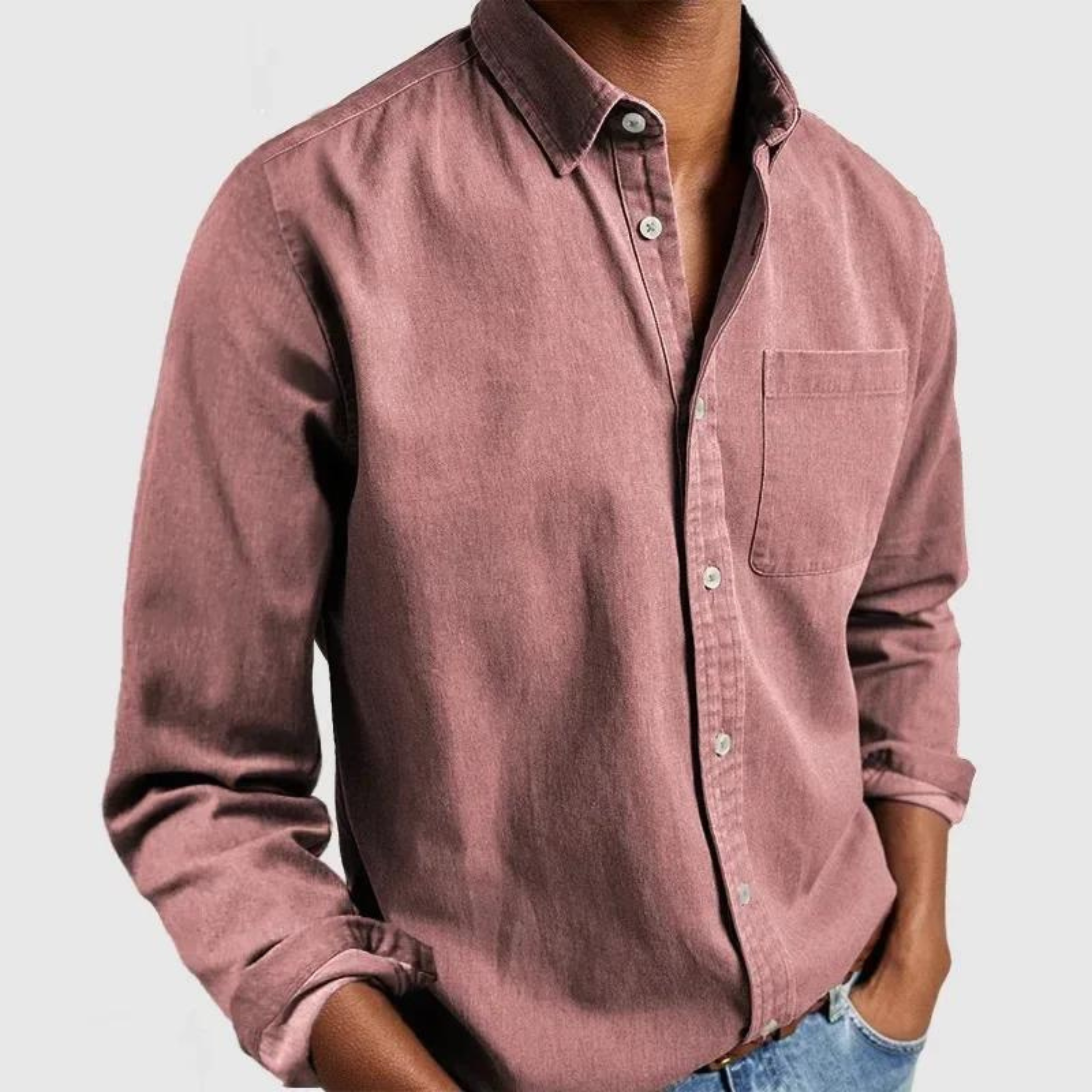 Blake - Camicia casual a maniche lunghe con colletto a revers per uomini