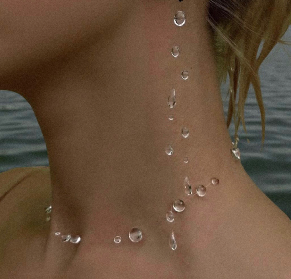 Orecchini a doppio filo a goccia d'acqua
