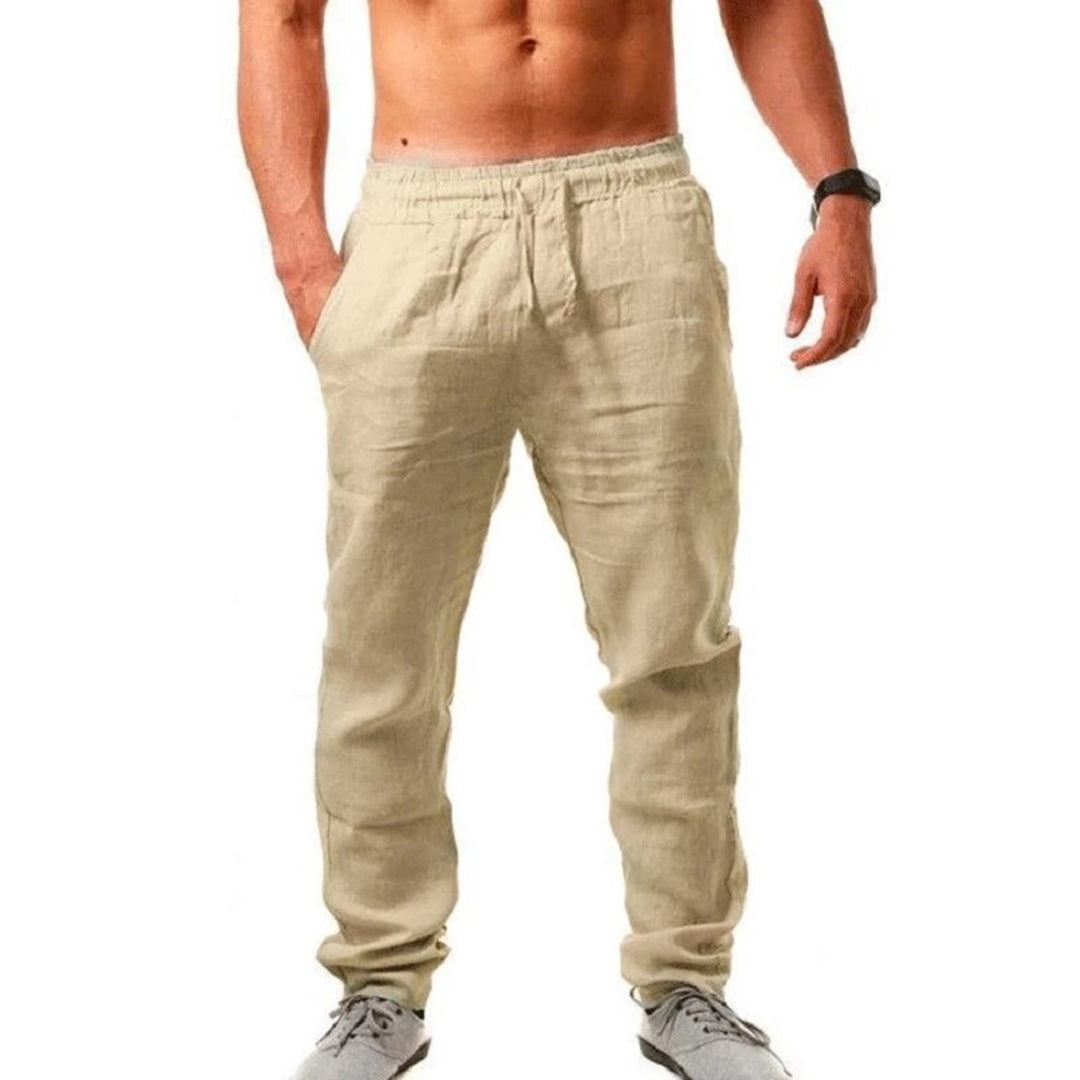 Beckendorf - Pantaloni di lino leggeri per uomo