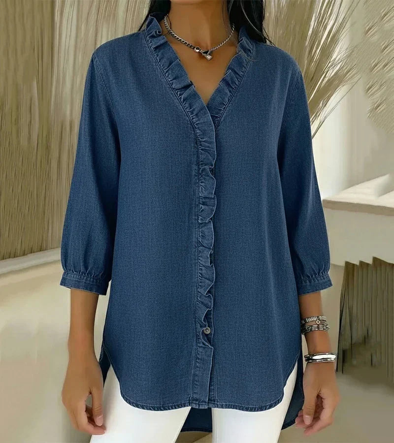 Beatrice™ | Blusa con scollo a V e dettagli romantici