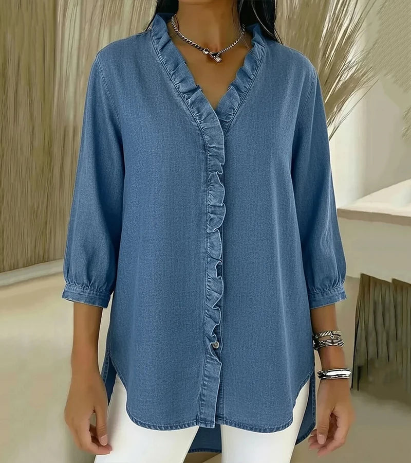 Beatrice™ | Blusa con scollo a V e dettagli romantici