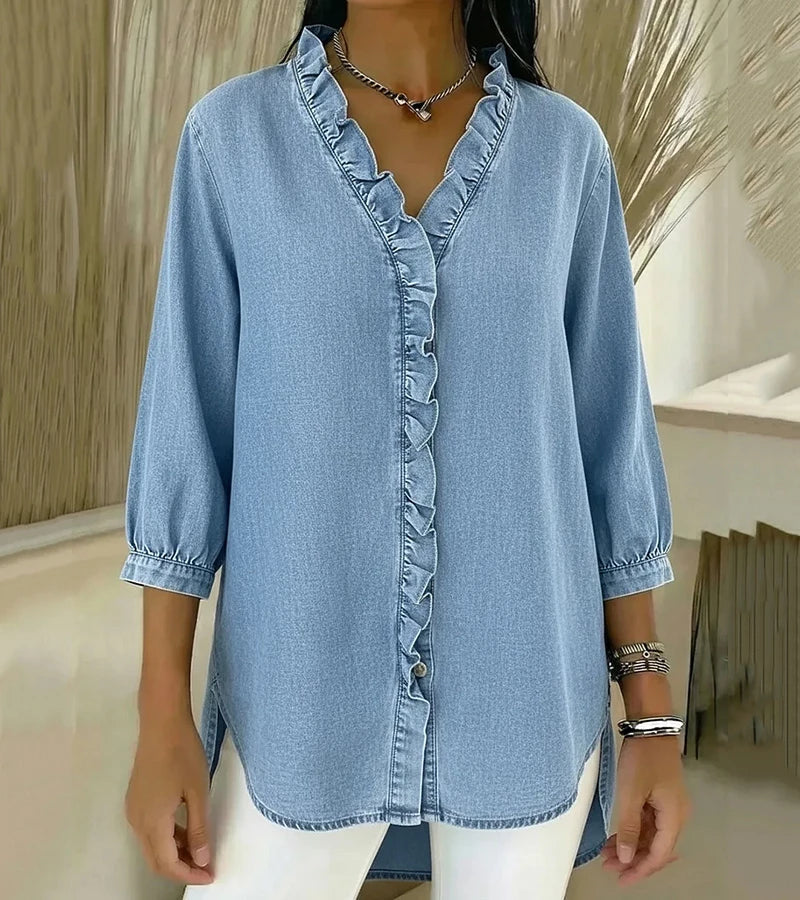 Beatrice™ | Blusa con scollo a V e dettagli romantici
