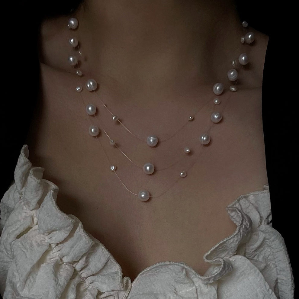 Collana di perle a strati fluttuanti