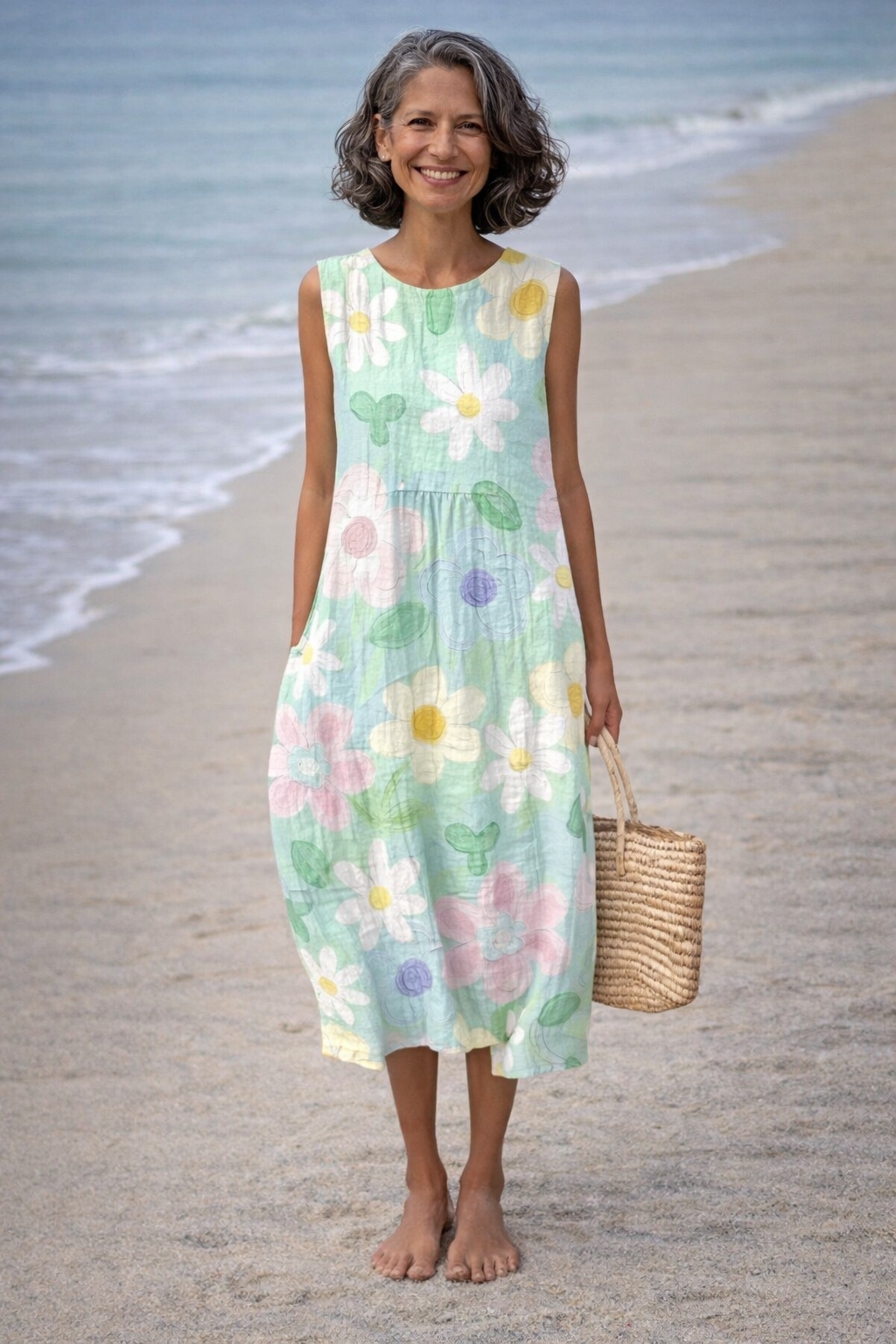 Irene | Vestito midi con fiori pastello