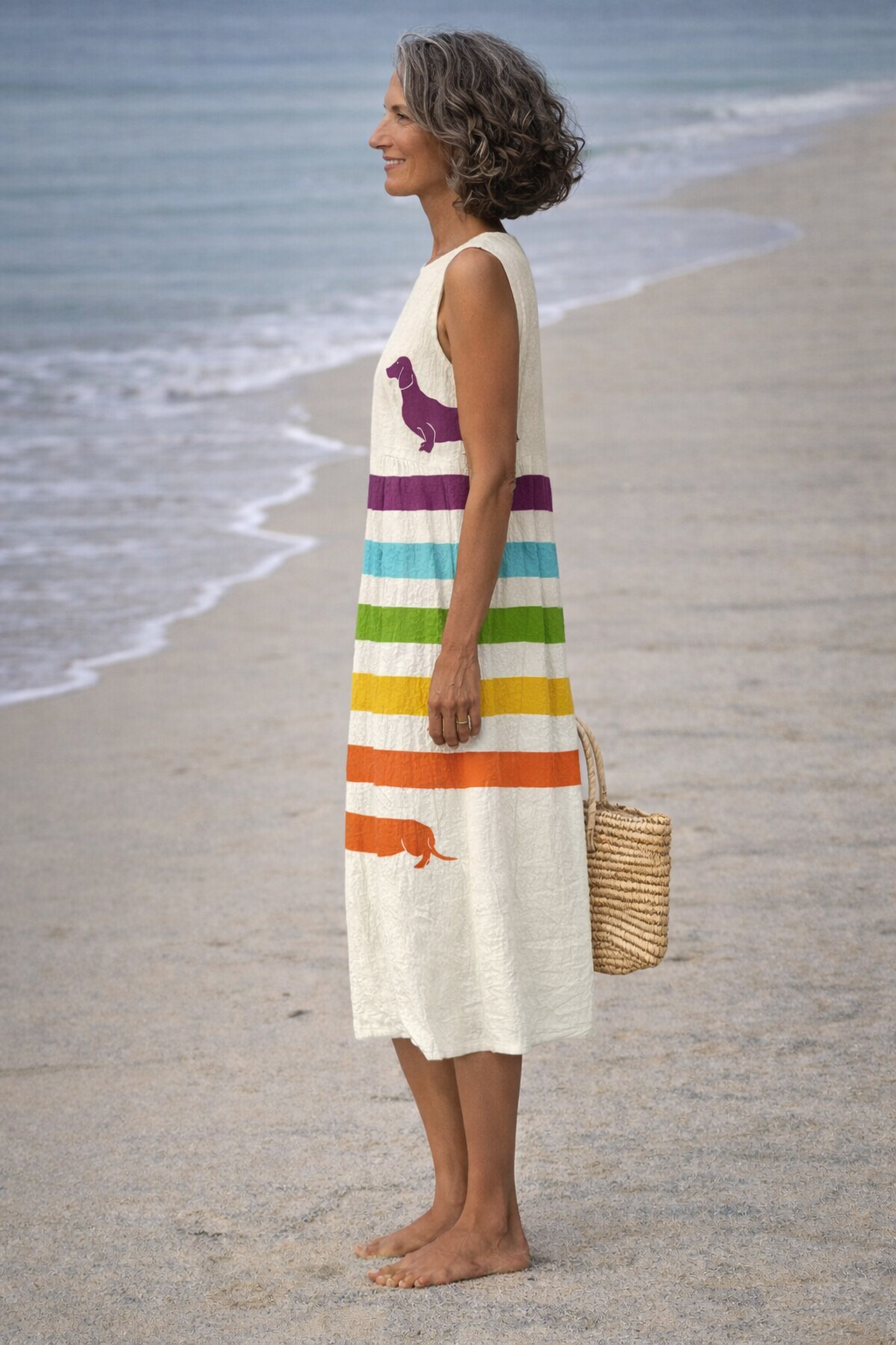 Andrea | Vestito midi con stampa di bassotti
