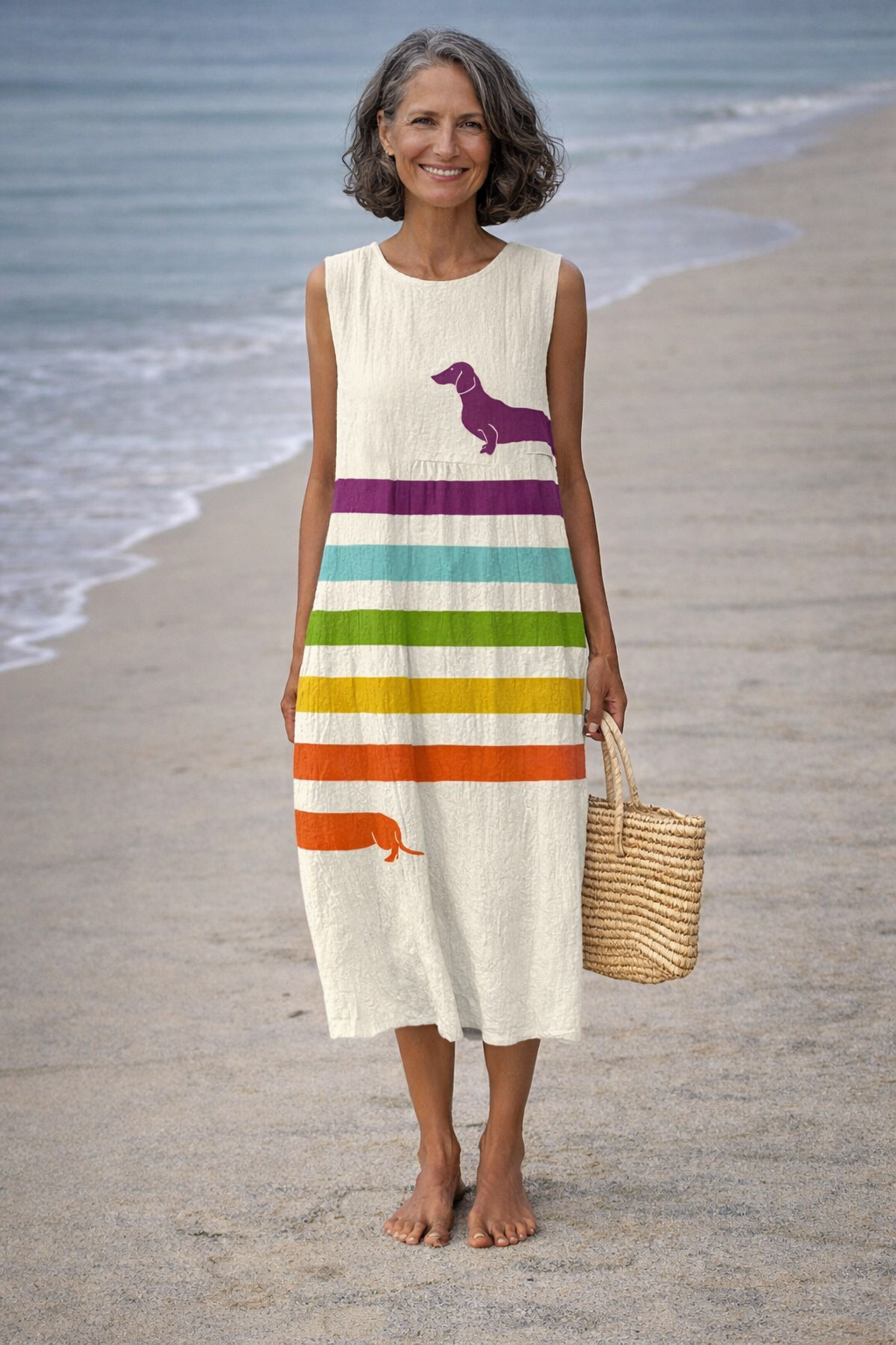 Andrea | Vestito midi con stampa di bassotti