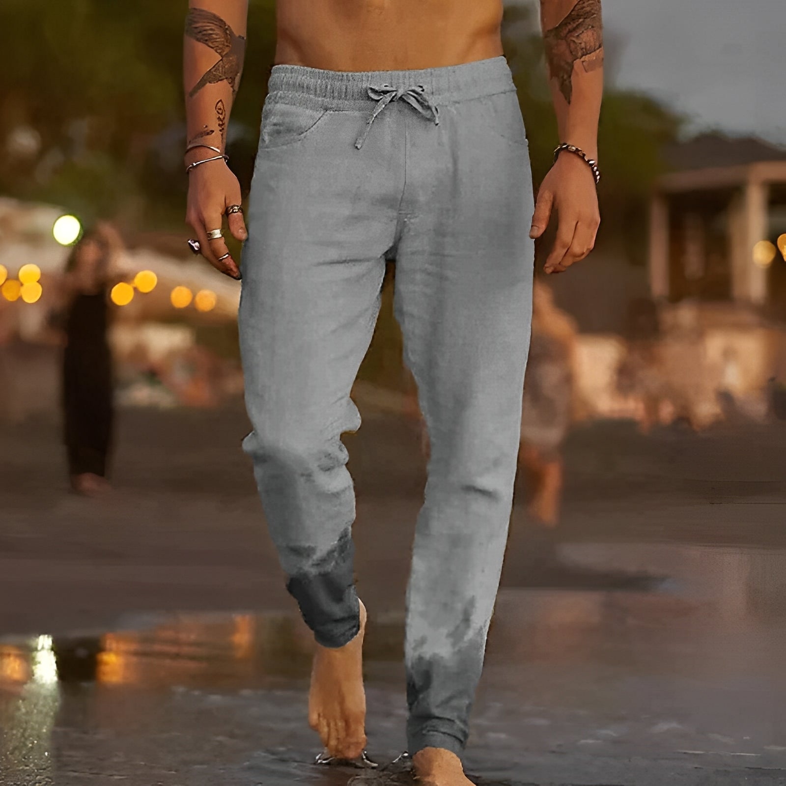 Trafford - Pantaloni da spiaggia in lino casual per uomini