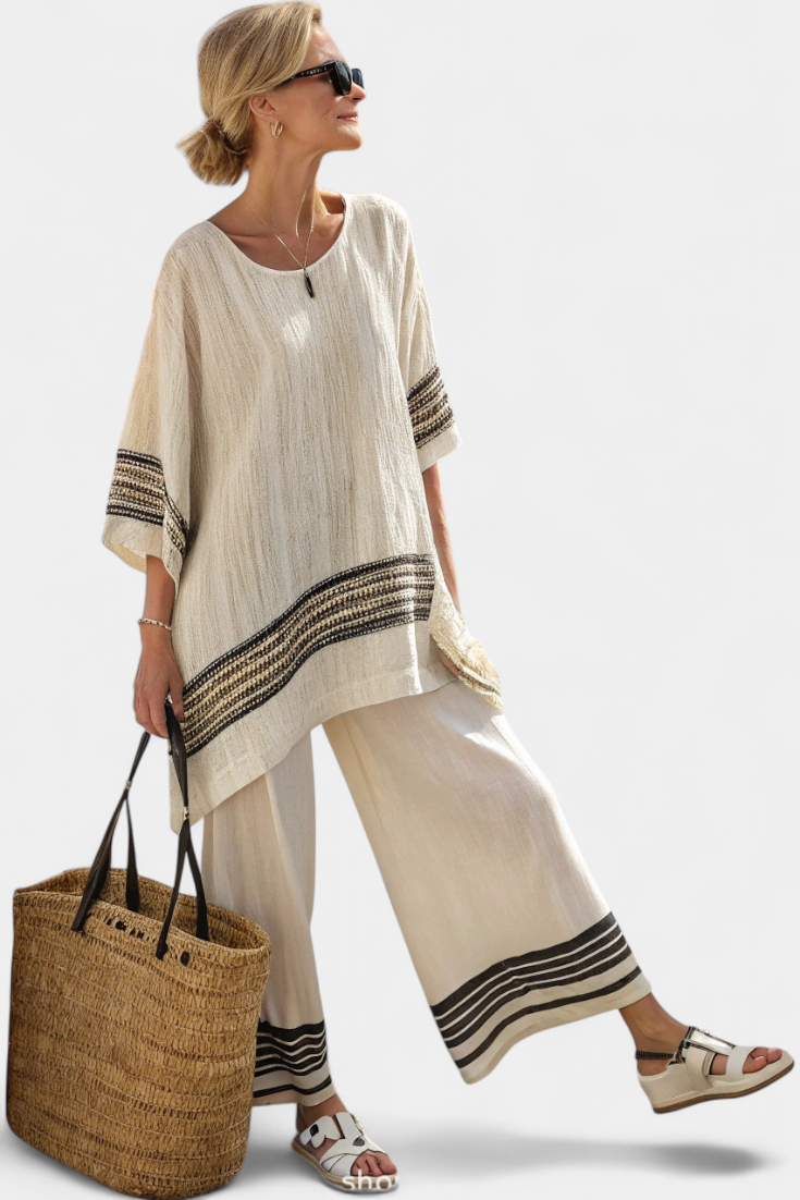GIULIANA™|COMPLETO ESTIVO A RIGHE