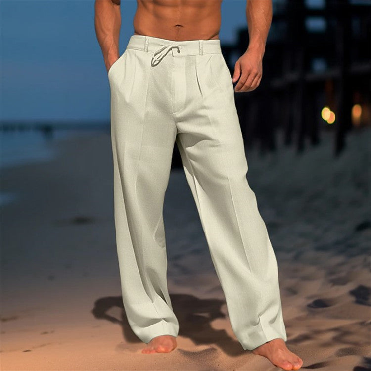 Justine - Uomo Pantaloni di Lino con Coulisse