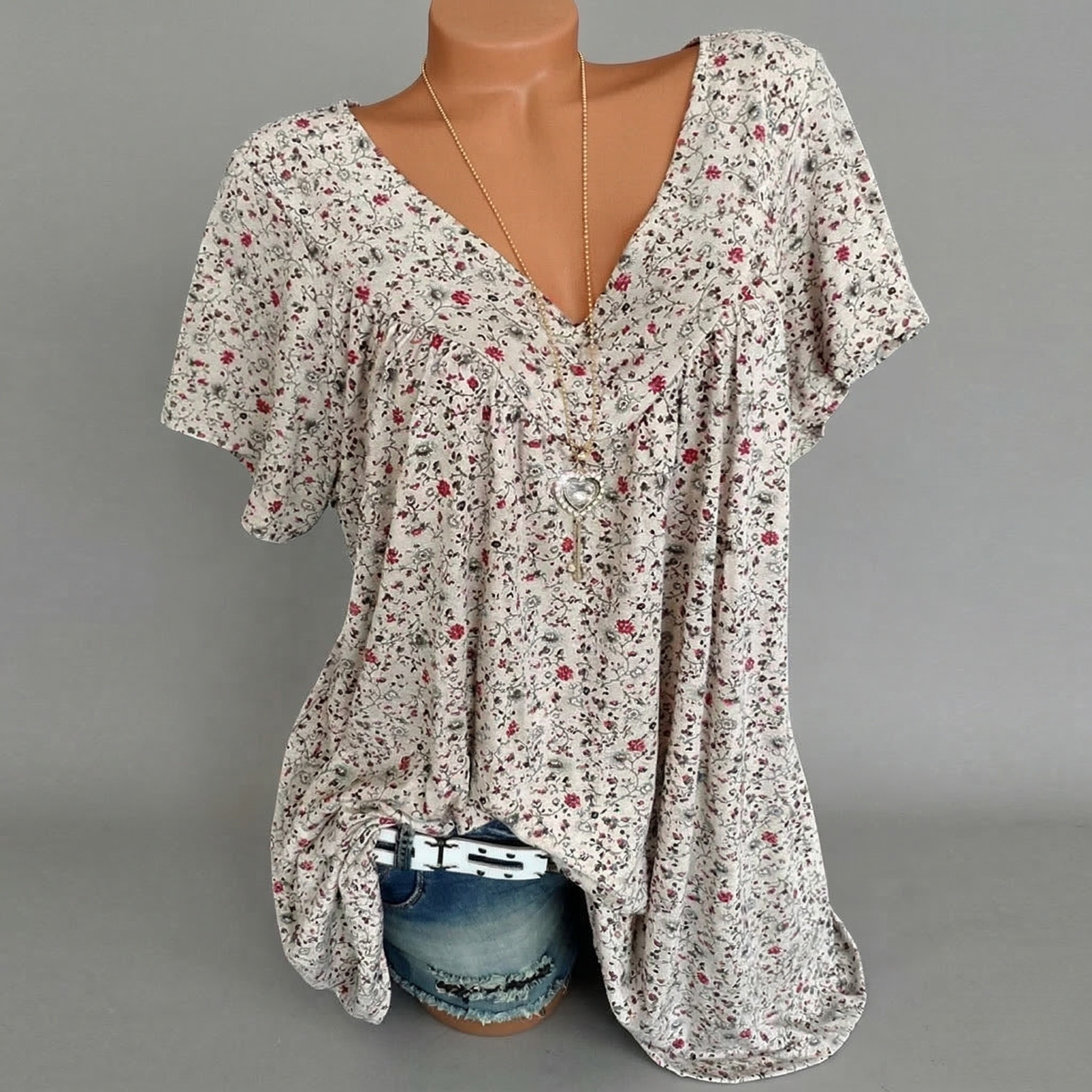 Flora™ | T-shirt con Scollo a V Floreale