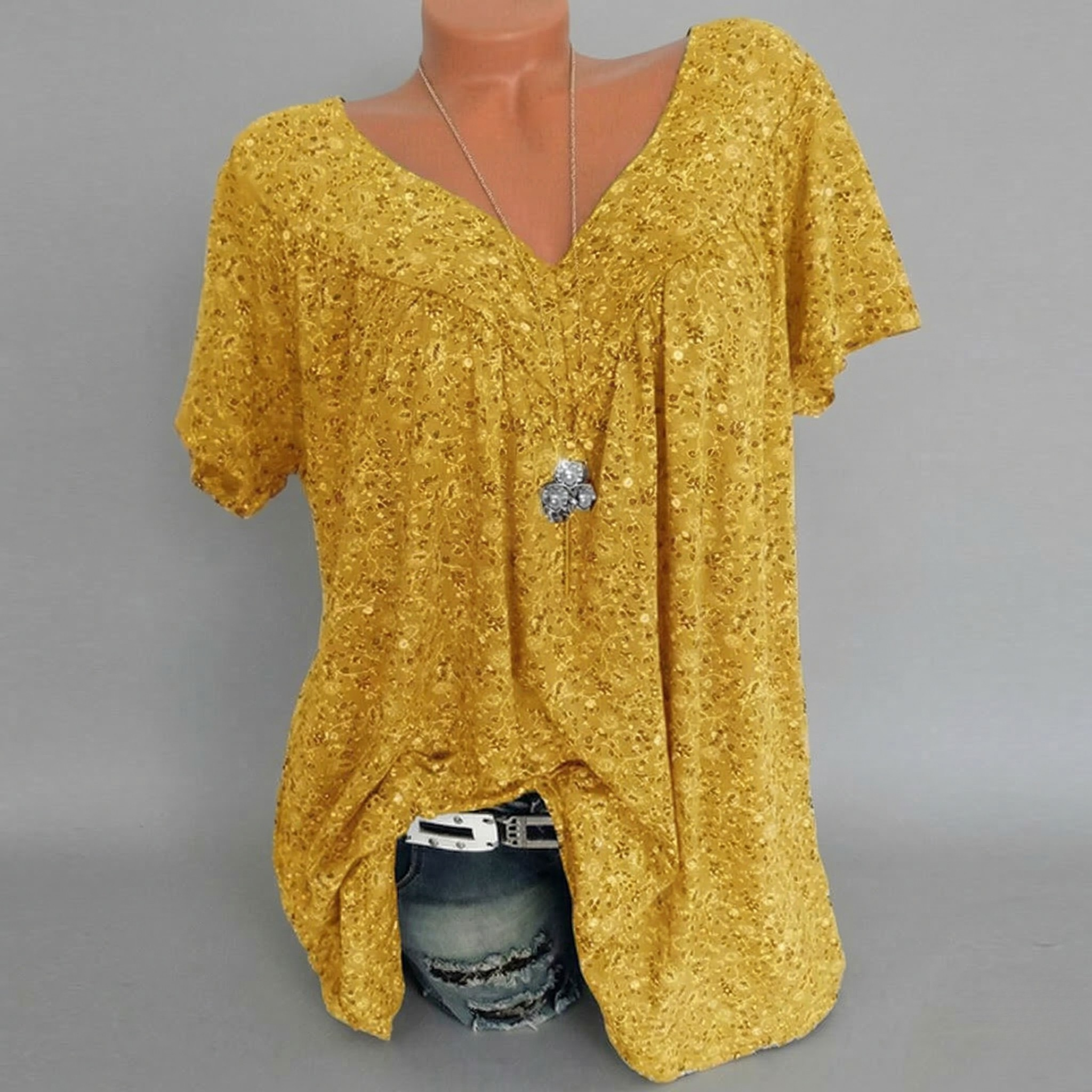 Flora™ | T-shirt con Scollo a V Floreale