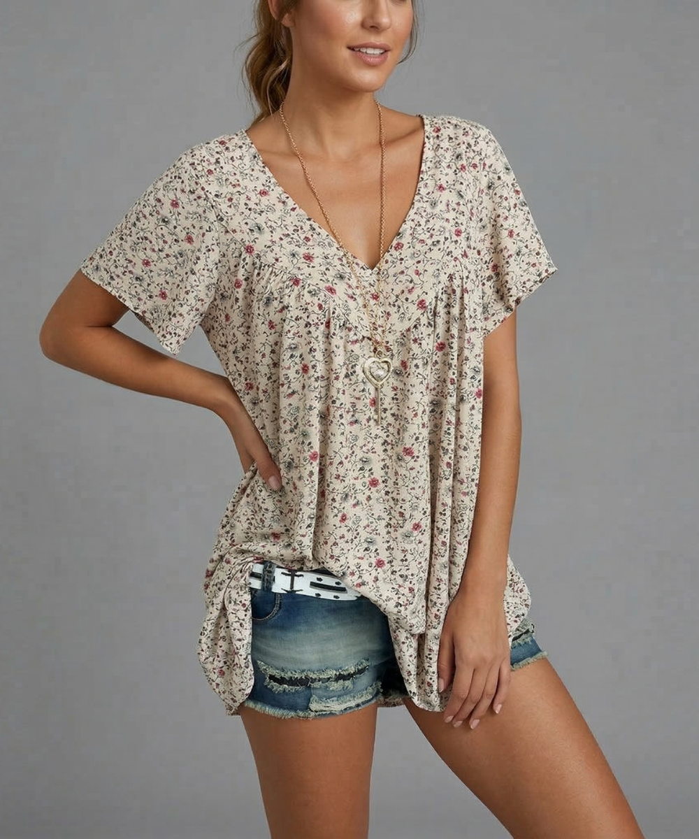Flora™ | T-shirt con Scollo a V Floreale